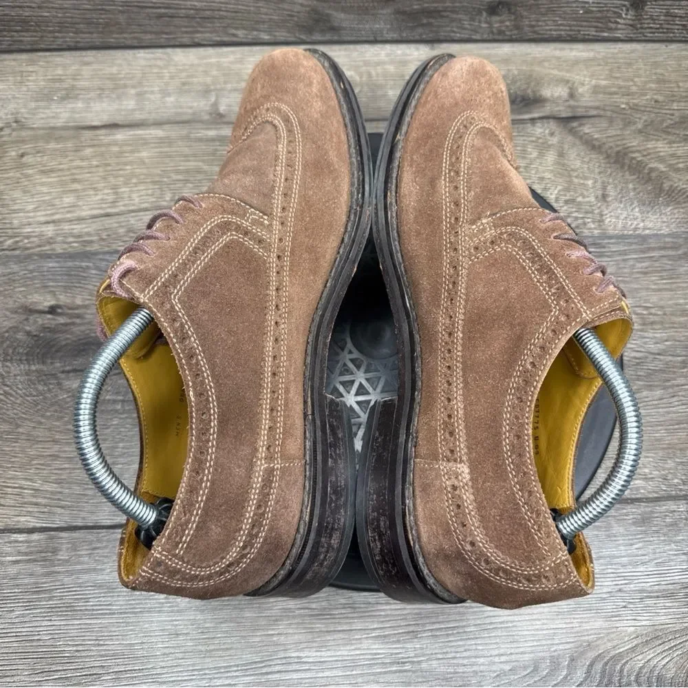 COLE HAAN x NikeAir Brown Suede Red Sole Oxford Wingtip Dress Shoes Size 9.5
